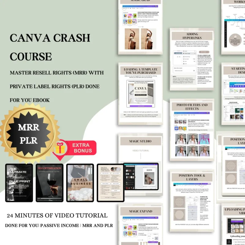 Canva Crash Course and Master Resell Rights (MRR) with Private Label Rights (PLR)
