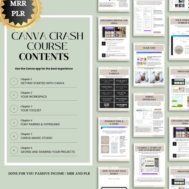 Canva Crash Course and Master Resell Rights (MRR) with Private Label Rights (PLR)